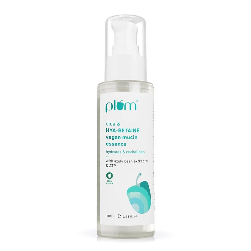 Plum Plum Cica  HYABETAINE Vegan Mucin Essence  Intense Hydration Soothing  Rejuvenation  with Azuki Bean Extracts  ATP  Light QuickAbsorbing  NonSticky  All Skin Types  Women  Men  100ml  - Image 1