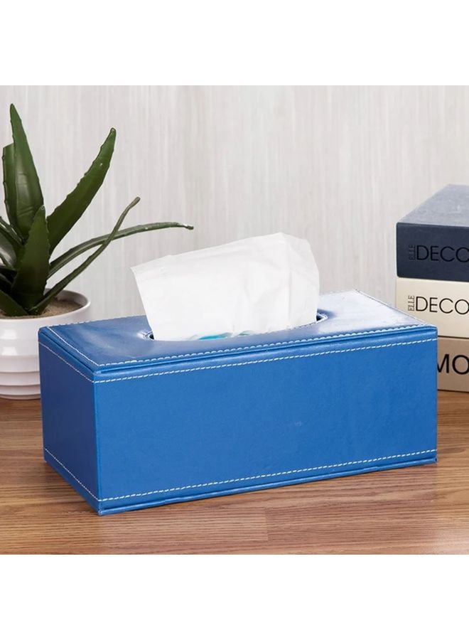 Blue Leather Tissue Box Desktop Household Hotel Car Paper Draw Essential - Image 1