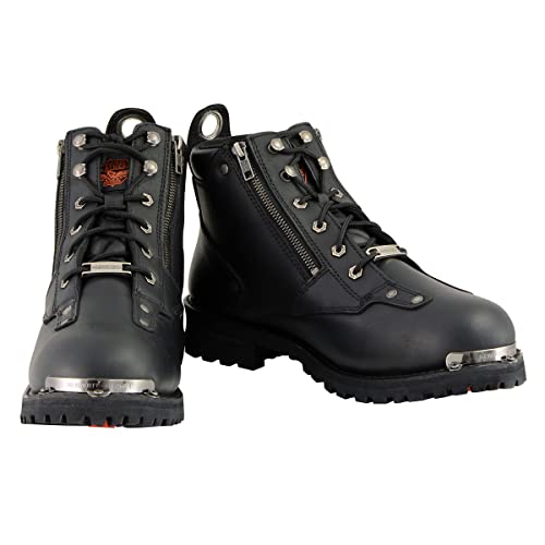 Milwaukee Leather MBM103 Mens Black Leather LaceUp Motorcycle Boots wDual Side Zipper Entry Black US Footwear Size System Adult Men Numeric Medium 85 - Image 3