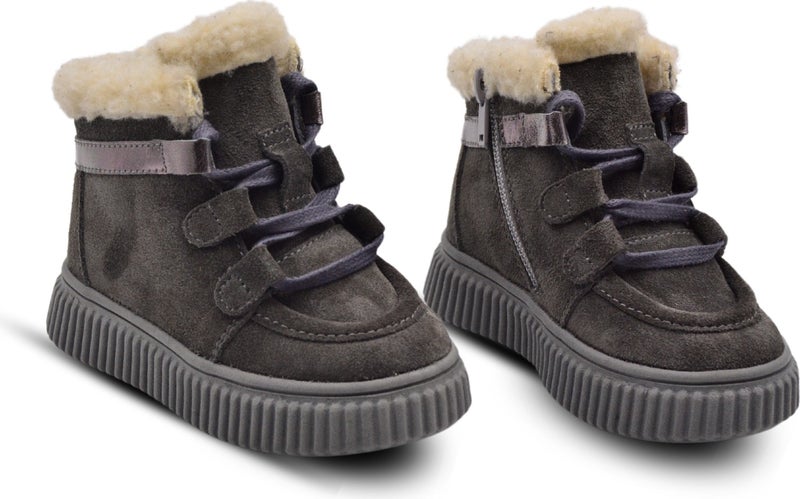 Kids A More Adia Nubuck Plush Fur Girls Boots Smoke Color - Image 5