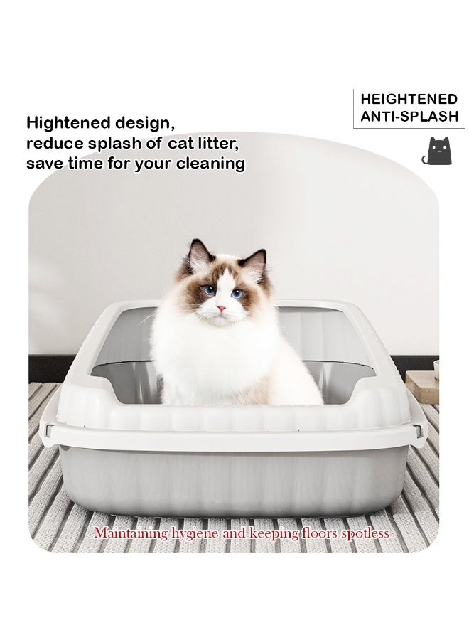 NNC PETS Cat litter box with Litter scoop, High sides, Splash-proof, Sand filter pedal, and Detachable design, Semi-enclosed cat toilet for Large cats, Ideal for Indoor/Outdoor use (Green) - Image 3