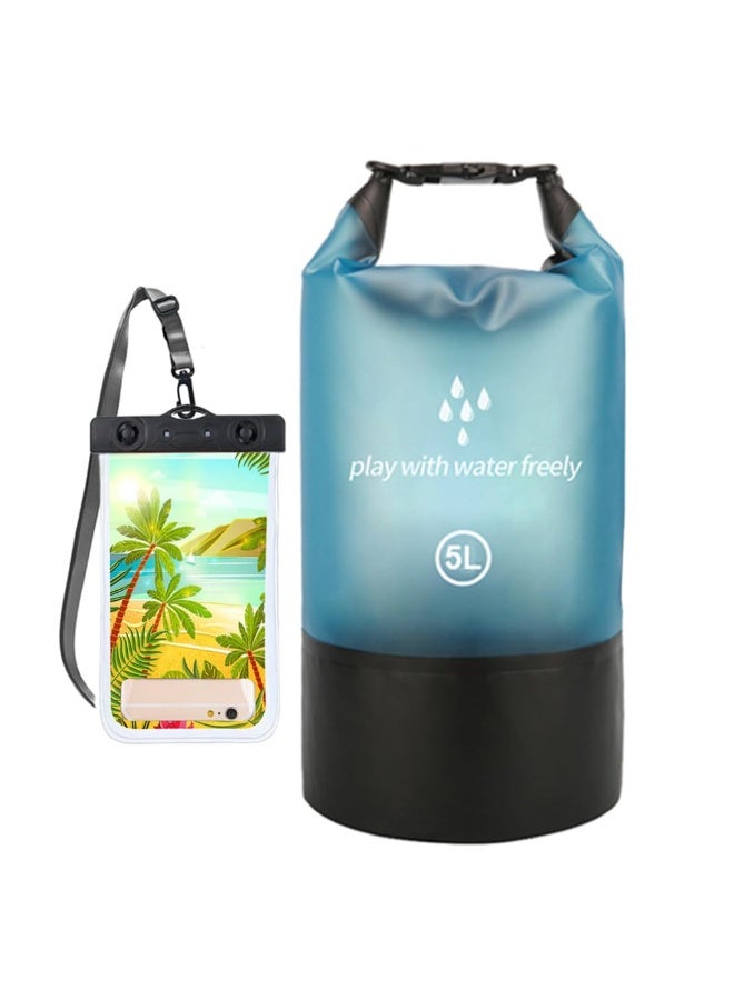 Dry Bag, 5L Waterproof Dry Bag Dry Storage Bag Waterproof Backpack, with Waterproof Phone Case,for Outdoor Water Sports Boating Hiking Kayaking Canoeing Fishing and Camping - Image 1