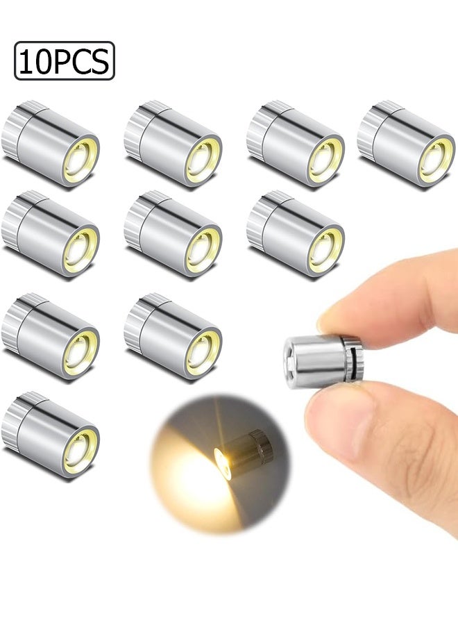 دبليو أف أف أو أضواء LED صغيرة - 10 قطع من أضواء كشاف صغيرة تعمل بالبطارية، مصباح SMD صغير جداً، ضوء LED مصغر للأعمال اليدوية، أضواء SSL صغيرة لبيت الدمى، الشخصيات الحركية، بناء الألعاب (أبيض دافئ) - Image 1