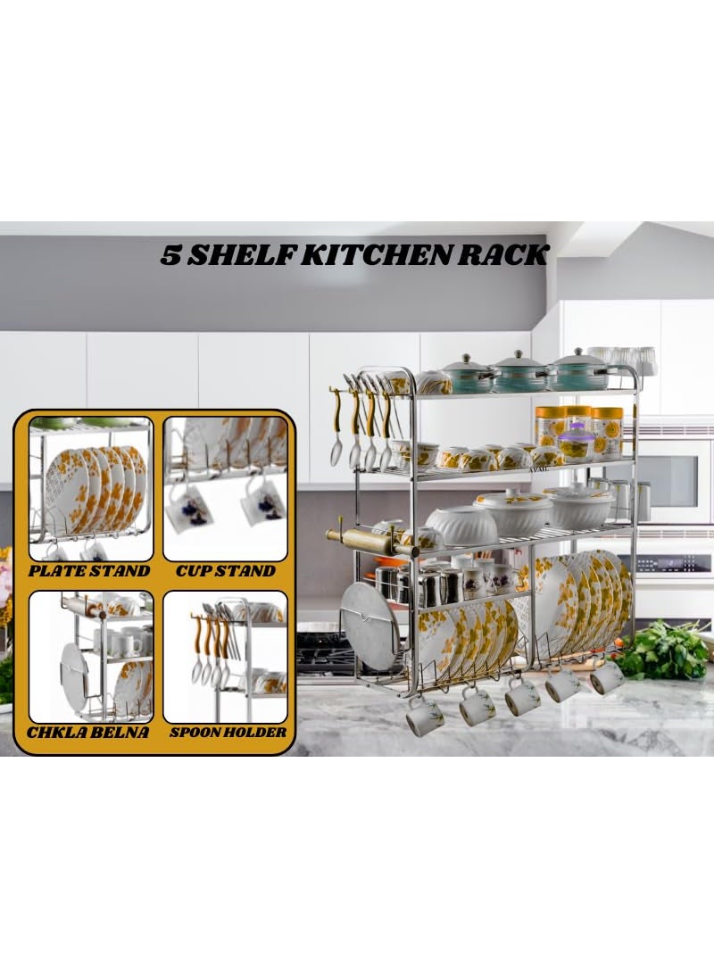 avail AVAIL 5 Shelf Premium Kitchen Rack OrganizerRustResistant FinishSpace Saving RackKitchen Organizer31 30 inch Kitchen Rack  - Image 4