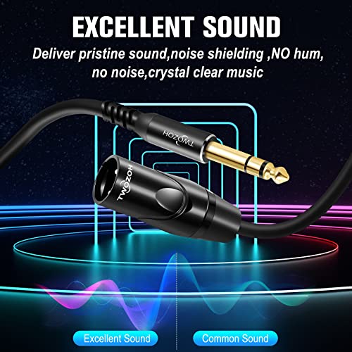 Twozoh XLR Male to 1/4 Inch Jack TRS Cable 3.3FT 2 Pack, Balanced 6.35mm Plug to 3 pin XLR Male, Quarter inch to XLR Stereo Guitar Cable (Professional/HiFi) - Image 5