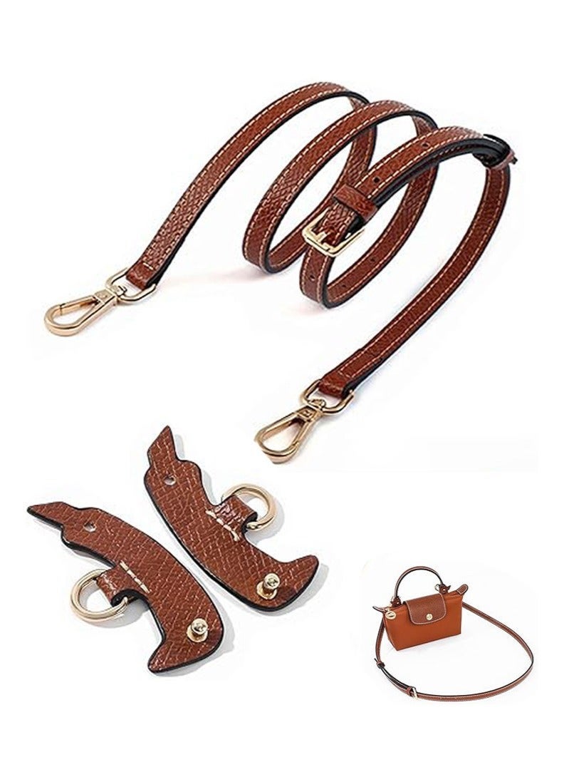 Adjustable Leather Purse Straps, Replacement Crossbody Shoulder Strap for Mini Bags, Punch-Free Crossbody Shoulder Strap, Brown - Image 1