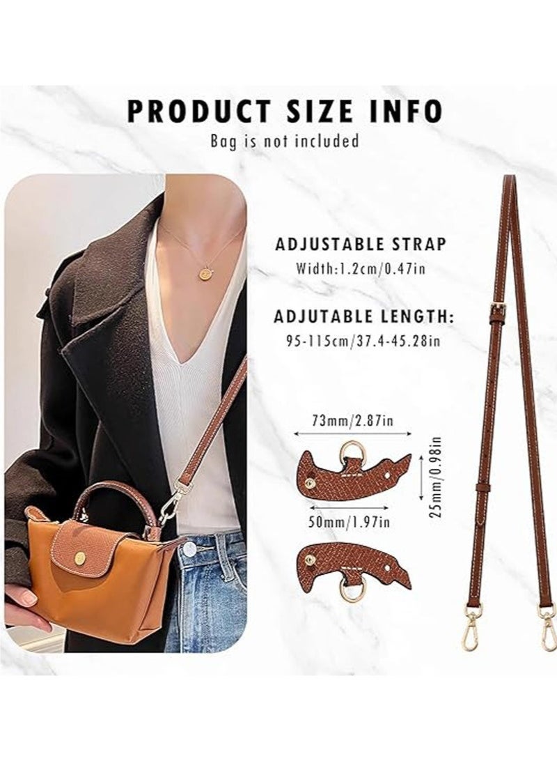 Adjustable Leather Purse Straps, Replacement Crossbody Shoulder Strap for Mini Bags, Punch-Free Crossbody Shoulder Strap, Brown - Image 4