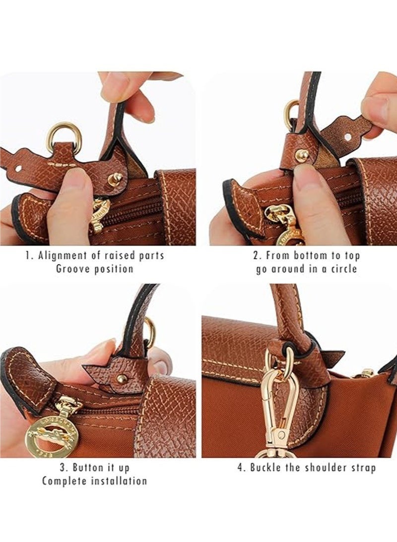 Adjustable Leather Purse Straps, Replacement Crossbody Shoulder Strap for Mini Bags, Punch-Free Crossbody Shoulder Strap, Brown - Image 3