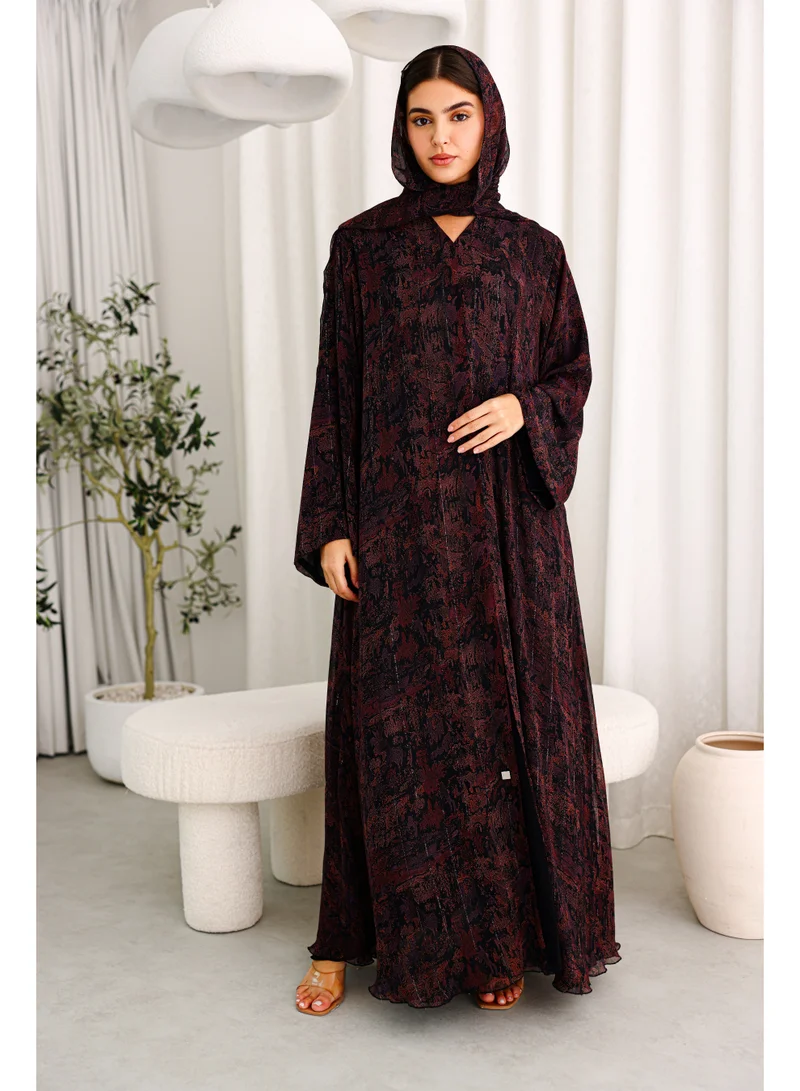 Modern Maxi Unique Prints Purple Abaya