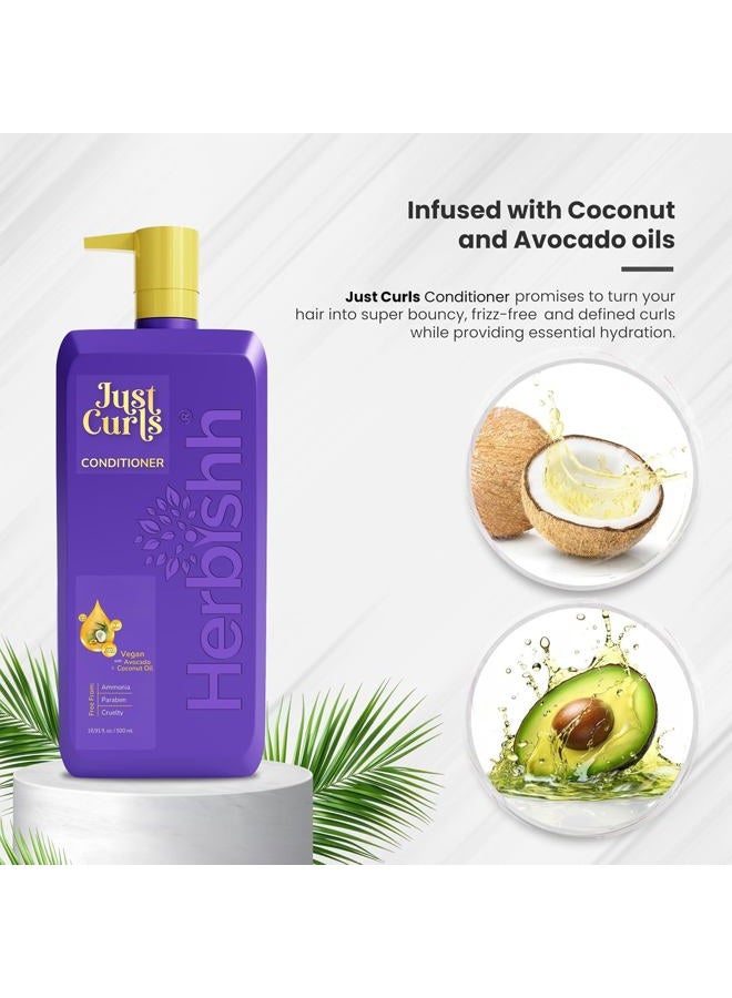Herbishh Just Curls Vegan Shampoo and Conditioner + Deep Conditioner for Curly Hair Products Kit Enriched with Avocado & Coconut Oil for Dry Damaged, Wavy, Curly Hair Gift set for Women & Men - Image 3