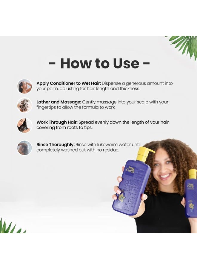 Herbishh Just Curls Vegan Shampoo and Conditioner + Deep Conditioner for Curly Hair Products Kit Enriched with Avocado & Coconut Oil for Dry Damaged, Wavy, Curly Hair Gift set for Women & Men - Image 4