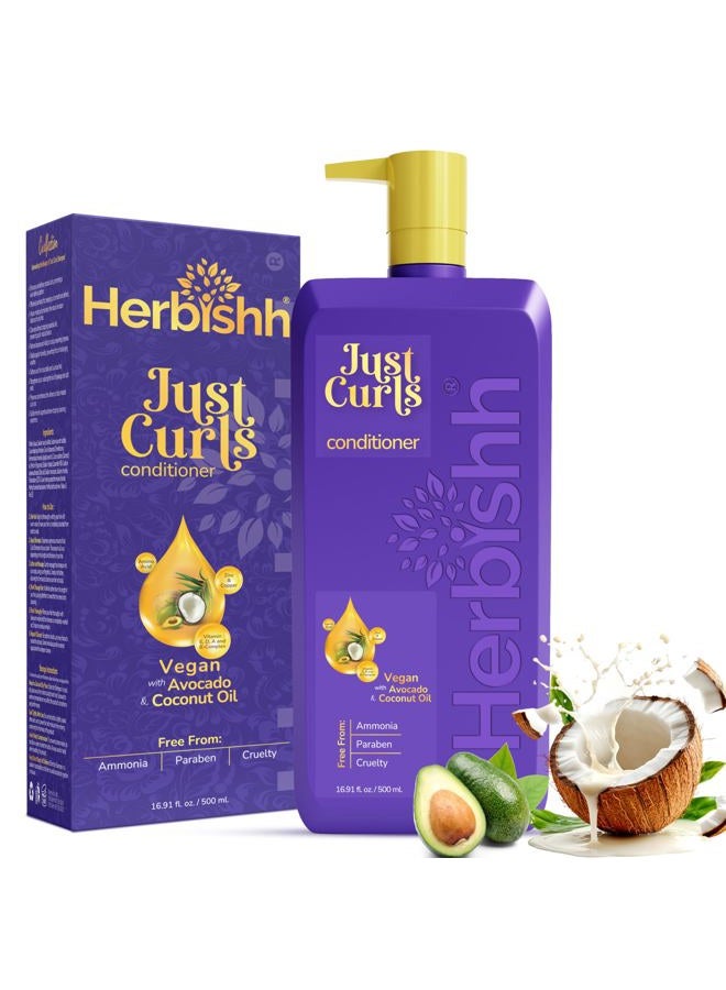 Herbishh Just Curls Vegan Shampoo and Conditioner + Deep Conditioner for Curly Hair Products Kit Enriched with Avocado & Coconut Oil for Dry Damaged, Wavy, Curly Hair Gift set for Women & Men - Image 1