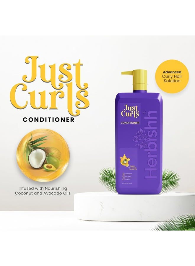Herbishh Just Curls Vegan Shampoo and Conditioner + Deep Conditioner for Curly Hair Products Kit Enriched with Avocado & Coconut Oil for Dry Damaged, Wavy, Curly Hair Gift set for Women & Men - Image 2