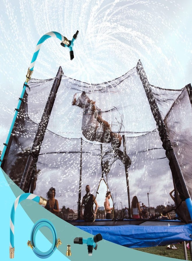 TINPOO Trampoline Sprinkler - Net Friendly 360 Rotating Water Sprinkler for Kids, 5 Minutes Quick Setup Accessories for 10-16ft Trampolines, Blue - Image 1