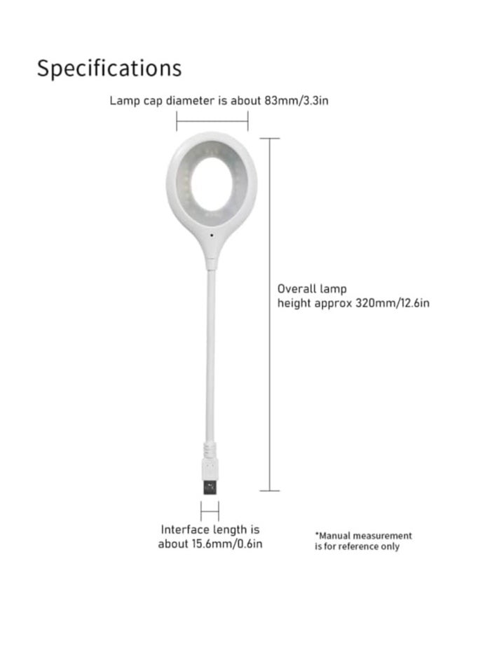 ماركة غير محددة - مصباح طاولة USB صغير ذكي مع 3 ألوان إضاءة ليد قابلة للتعديل 360 درجة في إضاءة مناسبة لقراءة الكتب والعمل ليلاً والدراسة أبيض - Image 1