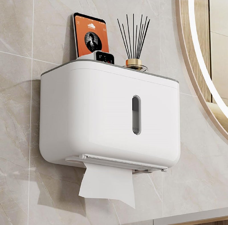 SRXES Self Adhesive Toilet Paper Holder for Bathroom with Mobile Stand, Wall Mounted Tissue Paper Holder, Toilet Paper Roll Holder for Bathroom, Bathroom Accessories (Navy Blue) - Image 5