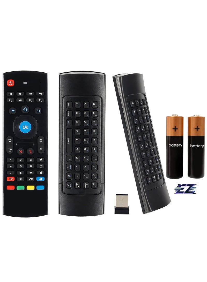 ELTRAZONE Air Mouse Mini Keyboard Wireless Remote, 2.4G Multifunctional Fly Mouse with Infrared Learning for Android Smart TV Box, 3-Gyro and 3-Gsensor, Projector HTPC Mini PC, PS3/4 Xbox 360 with USB with Battery - Image 1