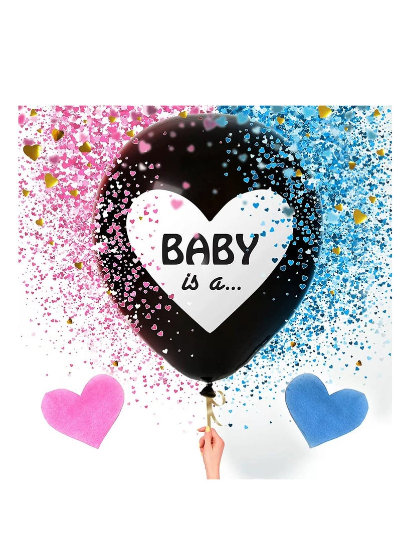Baby Gender Reveal Balloon Big Black Balloons With Pink And Blue Confetti Packs For Boy Or Girl Baby Shower Gender Reveal Party Supplies Decoration Kit - Image 1
