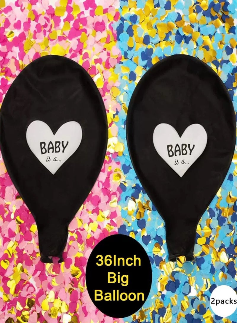 Baby Gender Reveal Balloon Big Black Balloons With Pink And Blue Confetti Packs For Boy Or Girl Baby Shower Gender Reveal Party Supplies Decoration Kit - Image 2