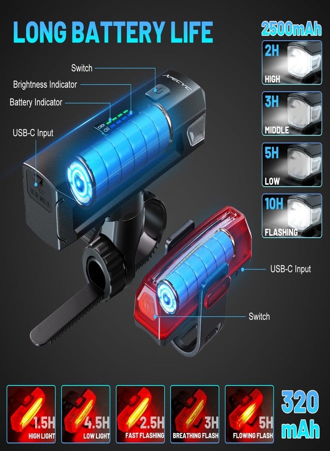 APECYC Bike Lights for Night Riding, Bicycle Lights Front and Rear, USB-C Rechargeable Bike Headlight and Tail Light Set, Waterproof Cycling Lights for Road Bike, Mountain Bike and Commuting - Image 3