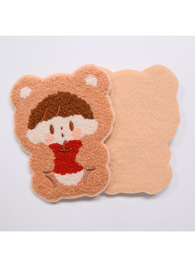 Creative Cartoon Fabric Towel Embroidered Special-shaped Coaster Cute Plush Insulation Non-slip Back Felt Cloth Tea Coaster Decoration-Color:Customize On Demand - Image 5