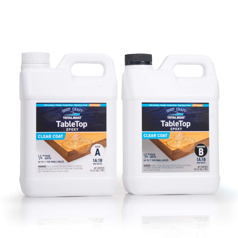 TotalBoat Table Top Epoxy Resin Kit - 1 Gallon Crystal Clear Epoxy with High Gloss & UV-Resistance - Easy 1:1 Ratio for Bar and Table Coating, Woodworking, and Resin Art Casting - Image 1