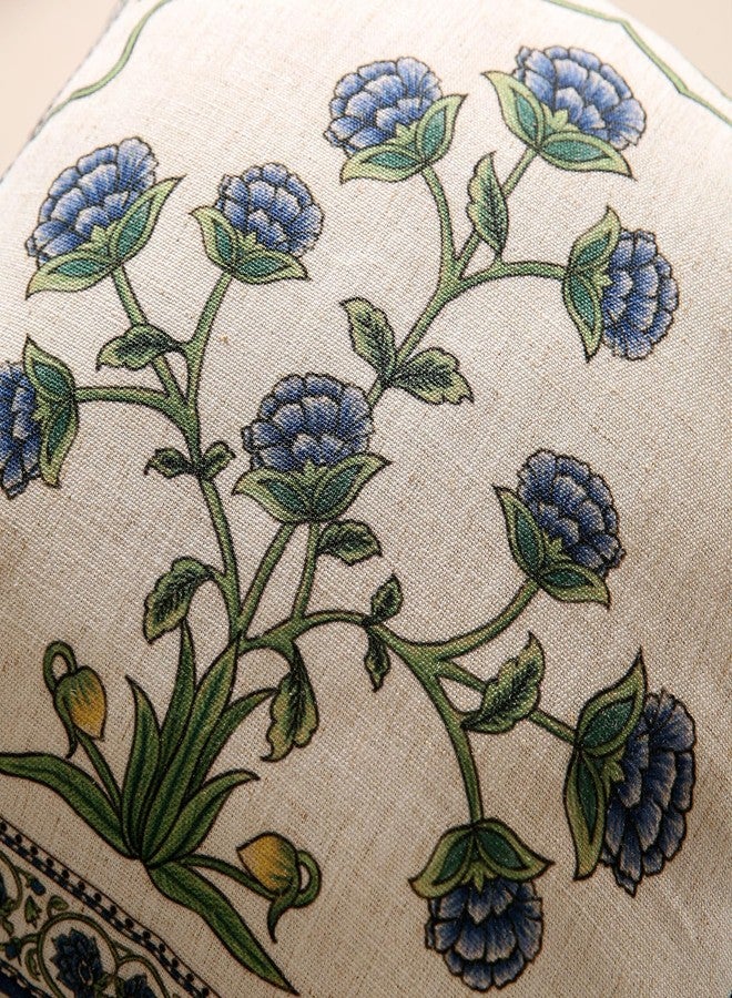 patdrea Designer Throw Pillow Covers,Blue Euro Elegant Linen with Blooming Floral Pattern Pillow Cover,Decorative Square Pillowcases Cushion for Bed Living Room Outdoor Car,18"x18" - Image 5