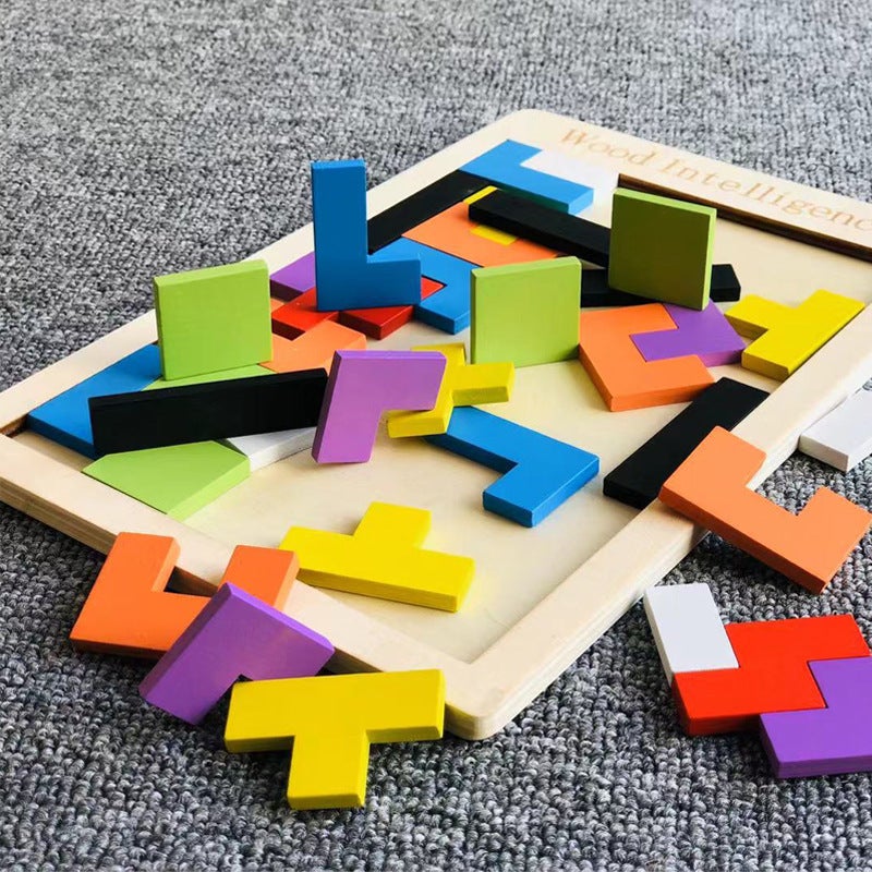 Tetris Manufacturers Wooden Puzzle Wooden Building Block Game Puzzle Children'S Educational Toys - Image 3