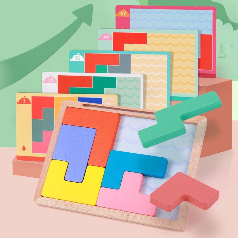 Tetris Manufacturers Wooden Puzzle Wooden Building Block Game Puzzle Children'S Educational Toys - Image 1