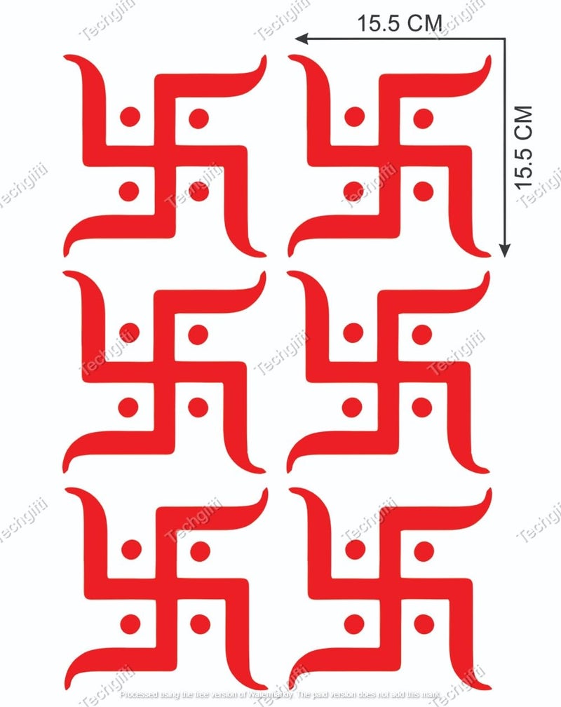 Techgifti™ Religious Vinyl Diwali Navratri Occasion Swastik Wall Sticker, 6 X 6 Inches Pack of 6 - Image 5