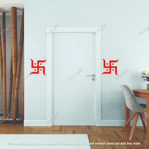 Techgifti™ Religious Vinyl Diwali Navratri Occasion Swastik Wall Sticker, 6 X 6 Inches Pack of 6 - Image 2