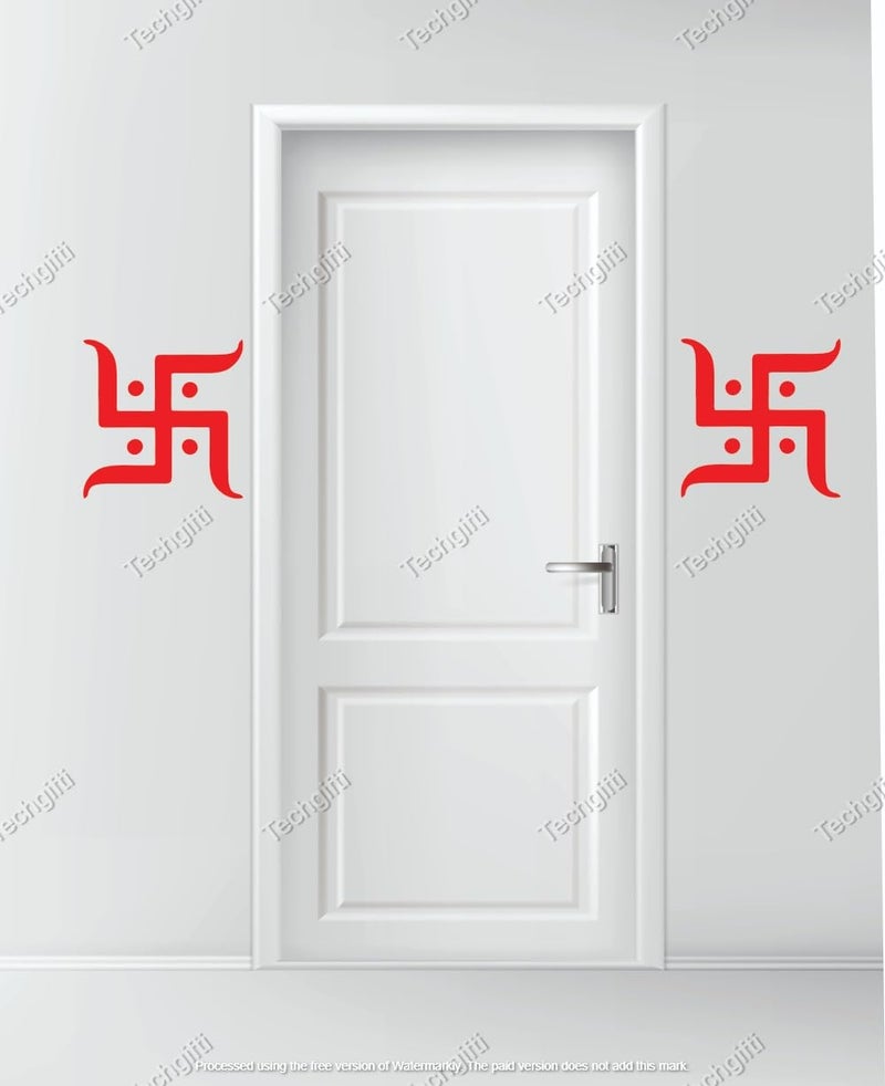 Techgifti™ Religious Vinyl Diwali Navratri Occasion Swastik Wall Sticker, 6 X 6 Inches Pack of 6 - Image 3