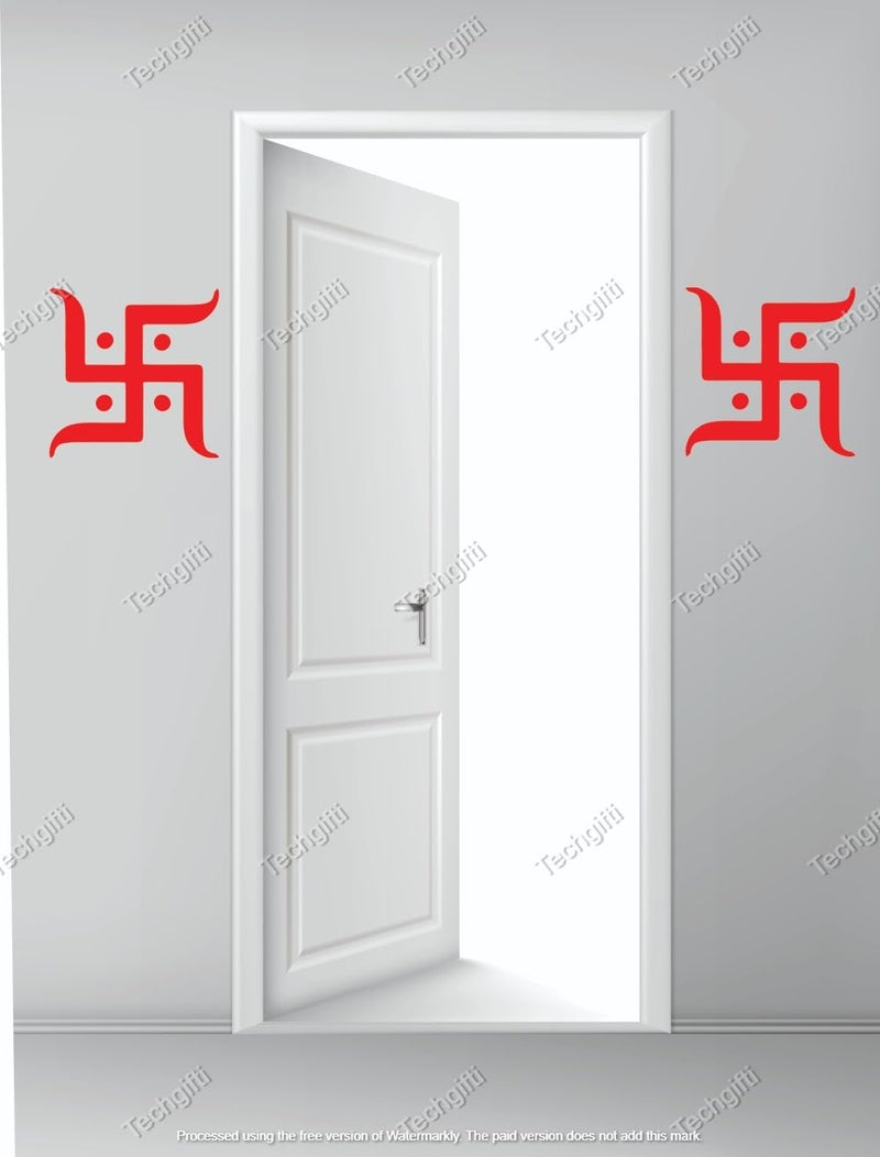 Techgifti™ Religious Vinyl Diwali Navratri Occasion Swastik Wall Sticker, 6 X 6 Inches Pack of 6 - Image 4