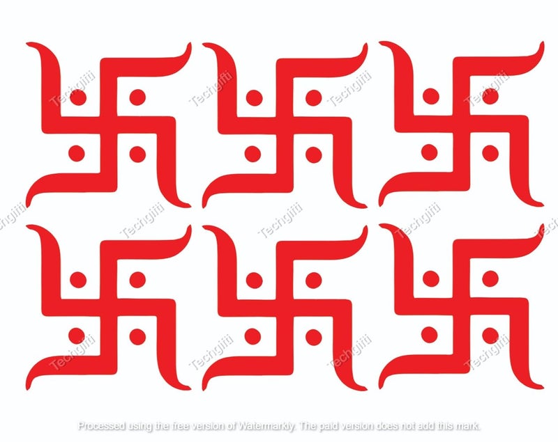 Techgifti™ Religious Vinyl Diwali Navratri Occasion Swastik Wall Sticker, 6 X 6 Inches Pack of 6 - Image 1