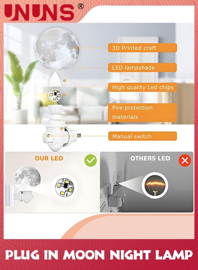 UNUNS Night Lights Plug Into Wall,Planet In LED 3D Galaxy Moon Light For Kids,Nightlights Decor Gift Children,Nursery,Bedroom,Bathroom - Image 3