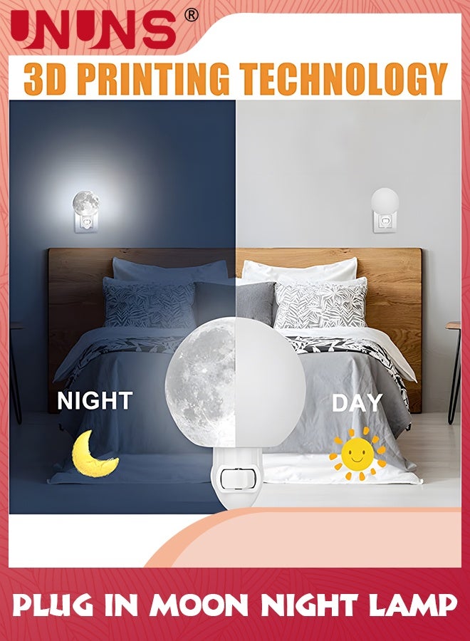 UNUNS Night Lights Plug Into Wall,Planet In LED 3D Galaxy Moon Light For Kids,Nightlights Decor Gift Children,Nursery,Bedroom,Bathroom - Image 2
