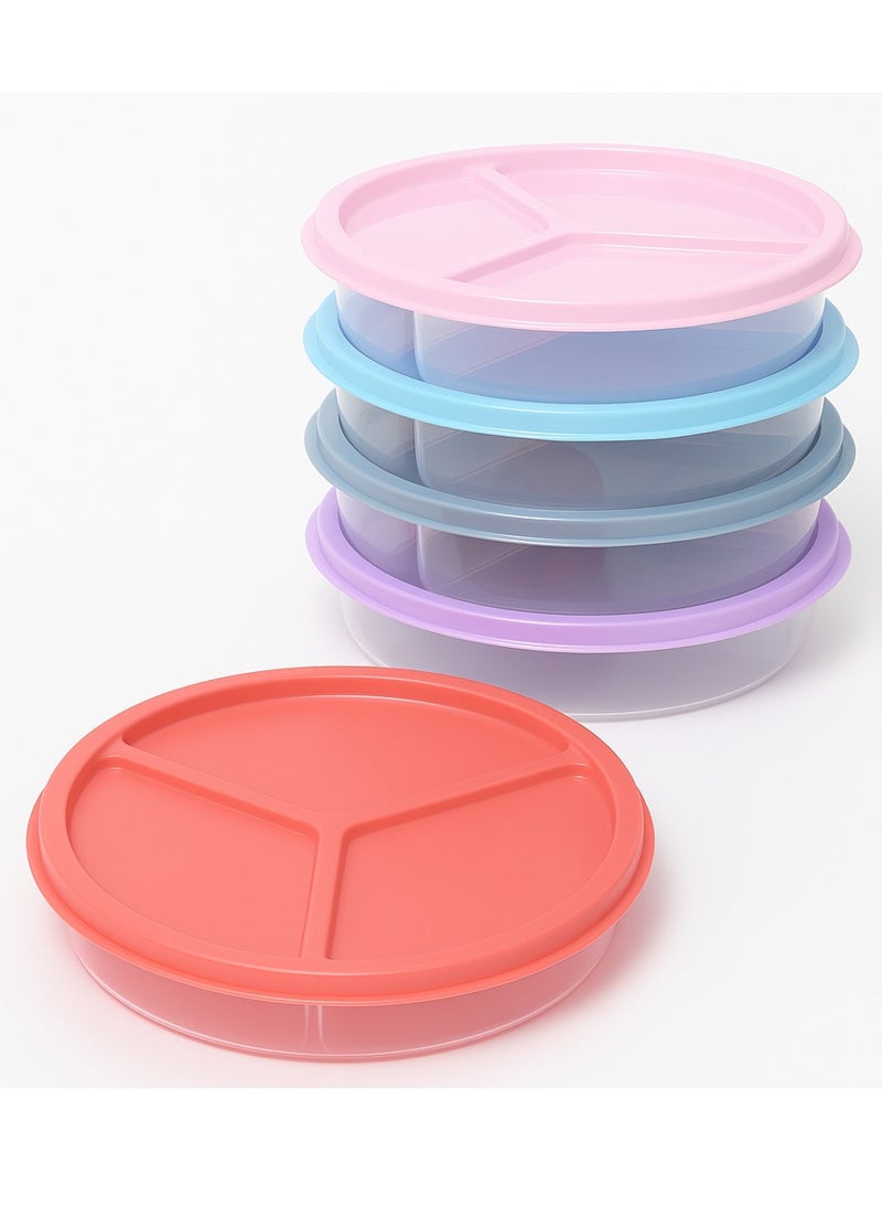 Round lunch box - deep for storing food - Code 1383, 3 drawers - multi-colored  - Image 1