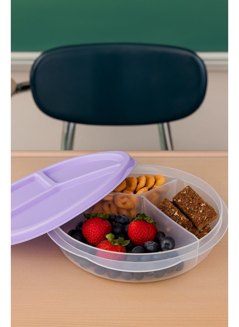 Round lunch box - deep for storing food - Code 1383, 3 drawers - multi-colored  - Image 5