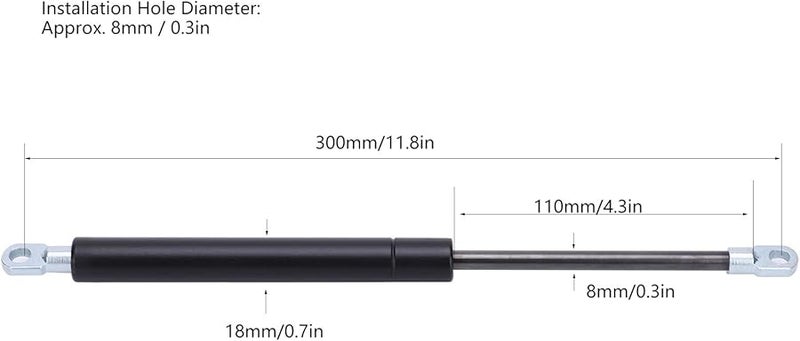 300N Automotive Hood Lift Support Gas Spring Strut 300x110x18 mm - Image 3