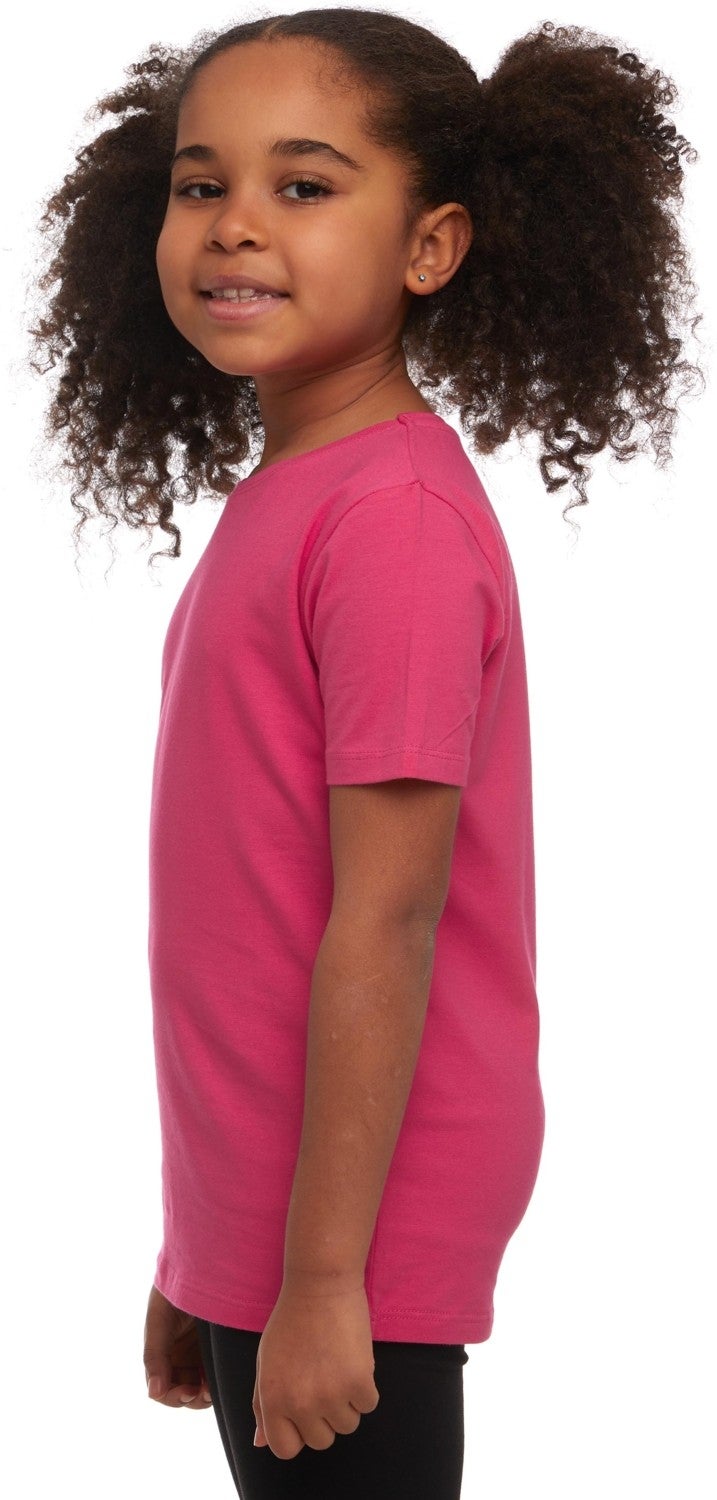 Fuchsia Basic Unisex Kids Zero Collar Short Sleeve T-Shirt
