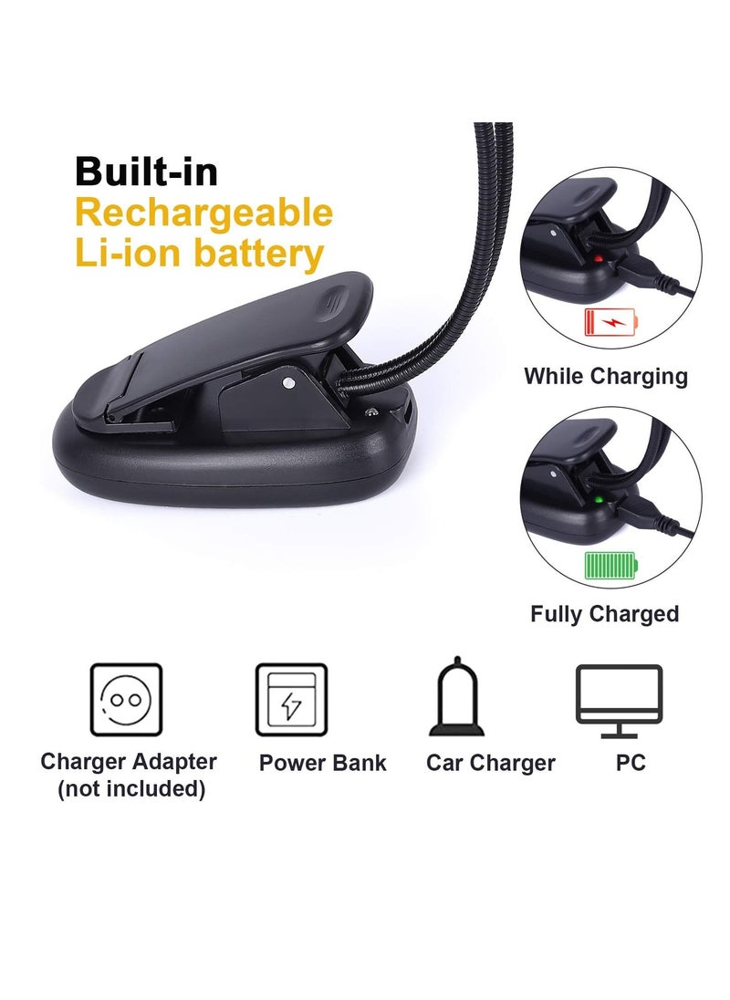 Generic - Rechargeable Music Stand Light, Clip on Reading Light, 8 LED Book Lamp, 3-Level Brightness for Eye Protection, Perfect for Piano, Bookworms, Craft -Reading Lamp - Image 1