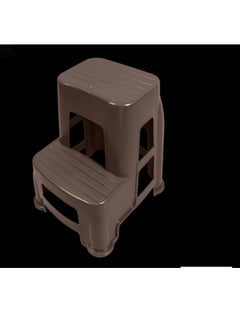 Generic 2 in 1 Portable Multifunctional Plastic Step Stool and Ladder Max Load 125kg | 2 Step Stool with Non-Slip Surface and Base | Portable Plastic Step Stool for Kitchen, Home, Toilet, Bedroom, Office (Brown)  - Image 1