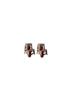 Generic 2 in 1 Portable Multifunctional Plastic Step Stool and Ladder Max Load 125kg | 2 Step Stool with Non-Slip Surface and Base | Portable Plastic Step Stool for Kitchen, Home, Toilet, Bedroom, Office (Brown)  - Image 2