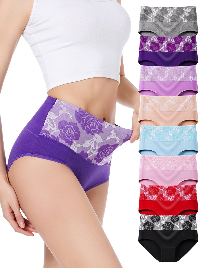 HAVVIS Women's High Waist Cotton Briefs Underwear - Assorted Colors, XX-Large (8 Pack) - Image 1