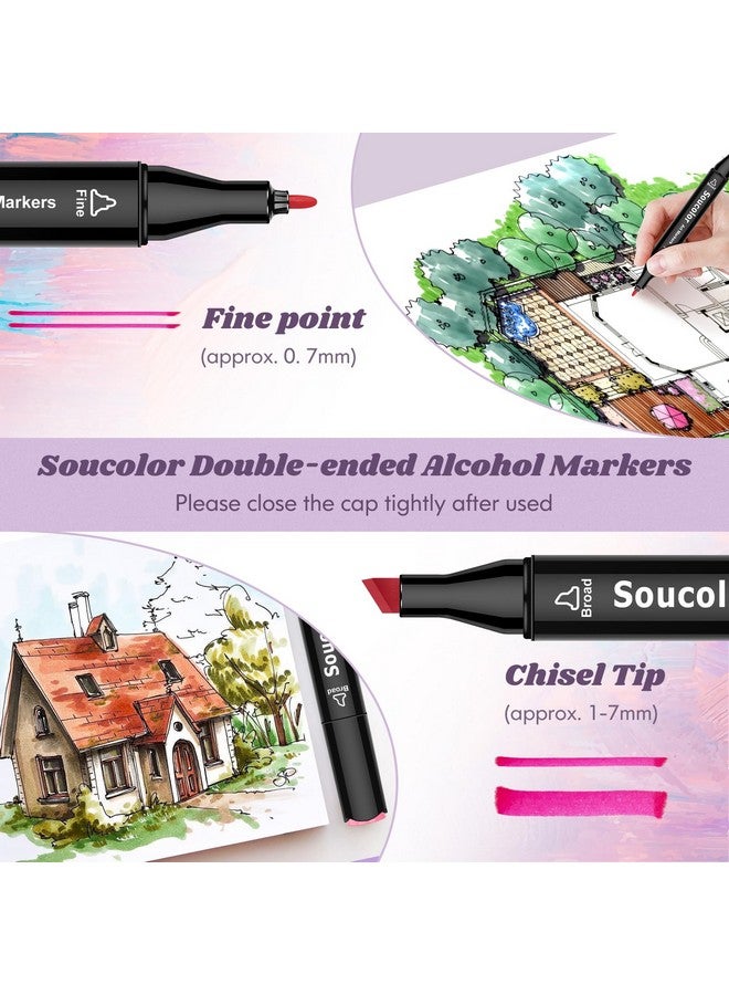 Soucolor Alcohol Markers131 Dual Tip Permanent Artist Art Markers For Adult Coloringsketching And Illustrationswith Case For Easy Storagealcohol Based Markers For Book Painting And Card Making  - Image 3