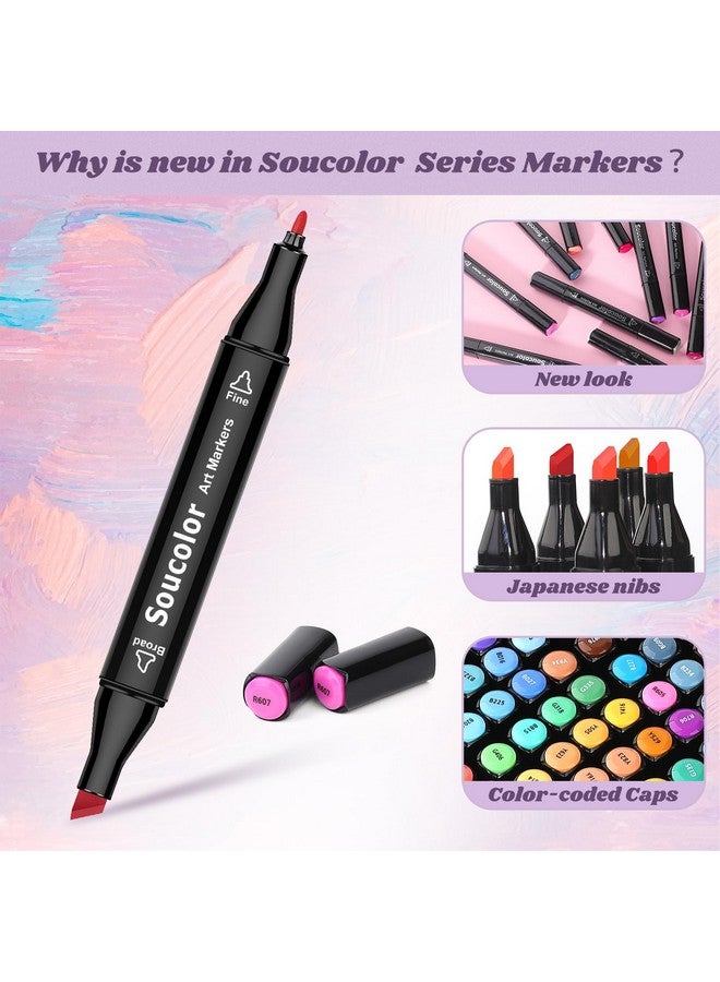 Soucolor Alcohol Markers131 Dual Tip Permanent Artist Art Markers For Adult Coloringsketching And Illustrationswith Case For Easy Storagealcohol Based Markers For Book Painting And Card Making  - Image 4