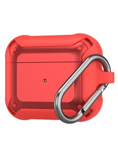 Full-Body Rugged Protective Shockproof Carrying Case Cover Skin for AirPods 3 (Red) – Durable, Scratch-Resistant, Anti-Slip Grip, Wireless Charging Compatible Case
