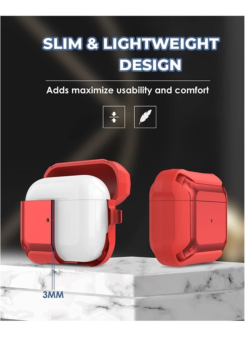 JAJEEK - Full-Body Rugged Protective Shockproof Carrying Case Cover Skin for AirPods 3 (Red) – Durable, Scratch-Resistant, Anti-Slip Grip, Wireless Charging Compatible Case - Image 1