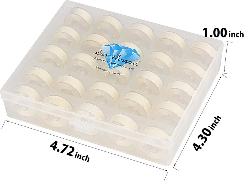 simthread 25pcs White Prewound Bobbin Thread Size L (SA155) 60WT for Brother Husqvarna Pfaff Embroidery Thread Sewing Thread Machine with Clear Storage Plastic Case DIY - Image 2