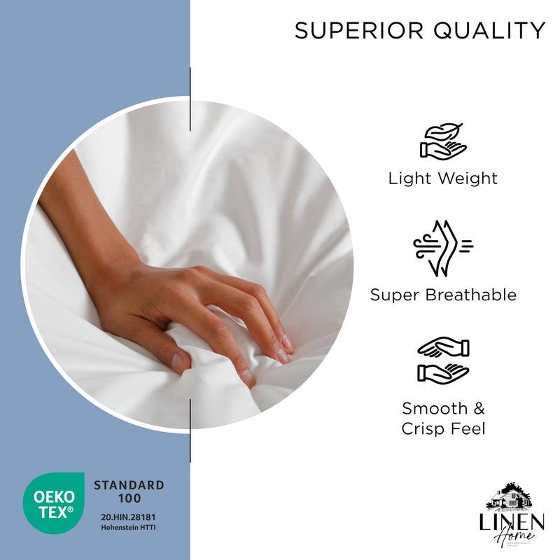 Linen Home 100% Cotton Percale Fitted Sheet King Size  Baby Blue  1 Deep Pocket Fitted Sheet  Crisp and Cool Strong Bed Linen  78""X80""+15""  - Image 5